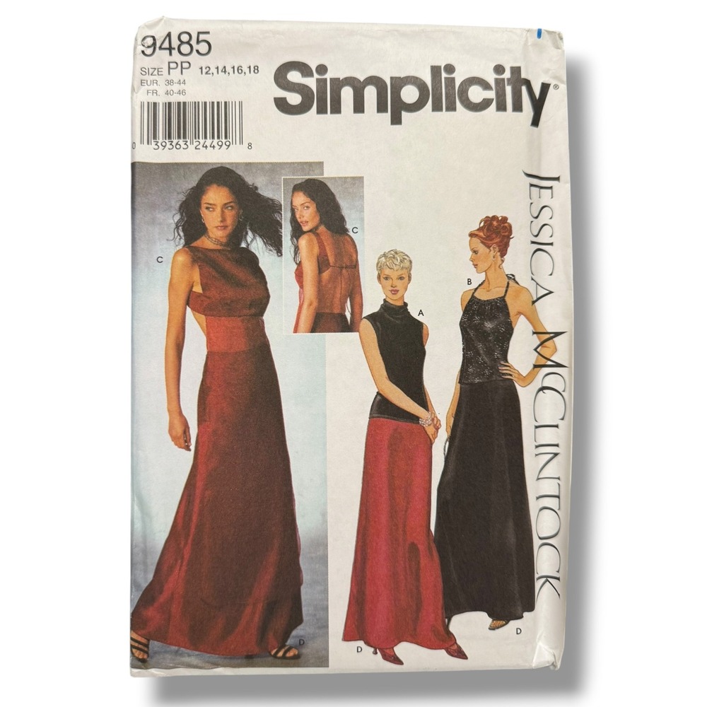 Simplicity 9485 Jessica McClintock Sewing Pattern Misses 12-18 Formal Uncut